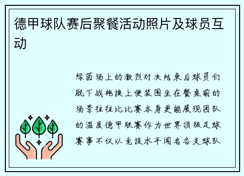 德甲球队赛后聚餐活动照片及球员互动